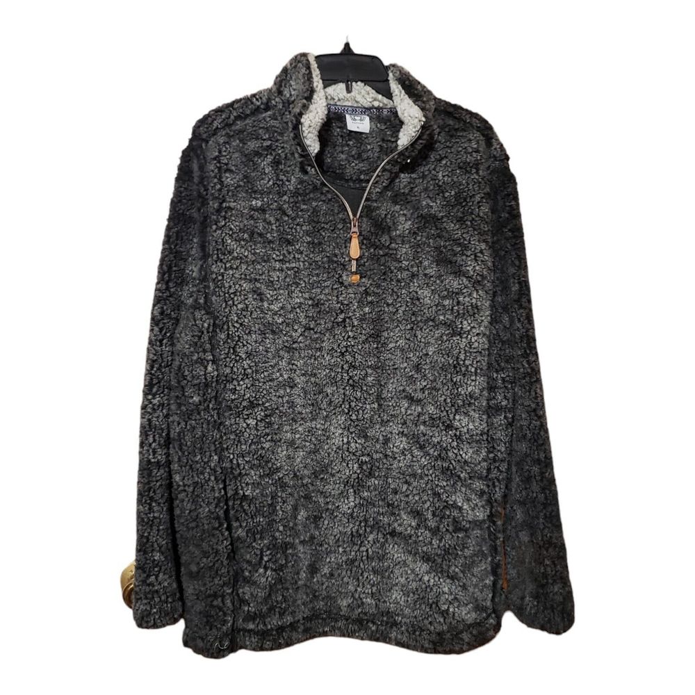 Katydid Black Fuzzy Sherpa Style 1/4 Zip Pullover Women's Shirt Sz XL